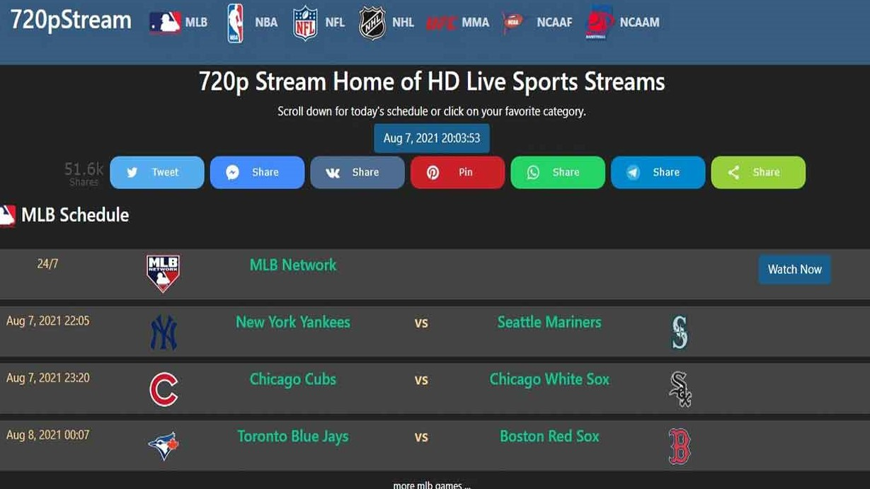 720pStream free sports streaming site Review